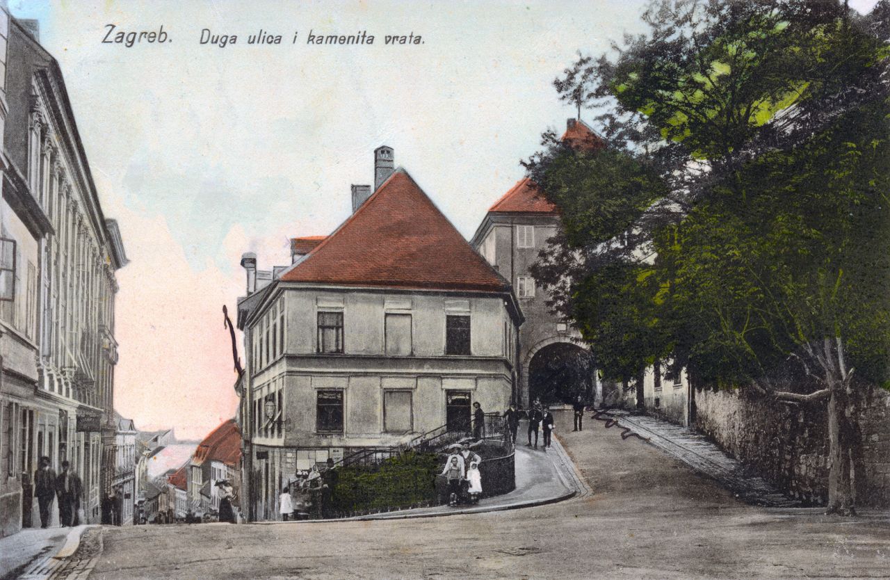 Duga ulica (današnja ulica Pavla Radića) i Kamenita vrata 1914. godina